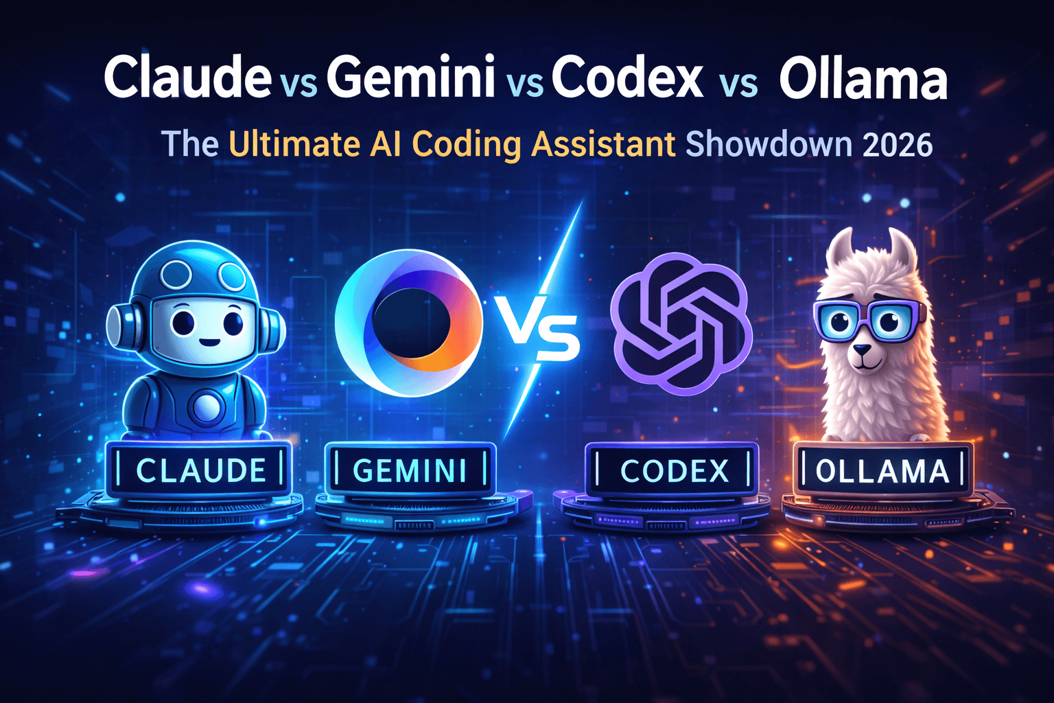 Claude vs Gemini vs Codex vs Ollama: The Ultimate AI Coding Assistant Showdown (2026)
